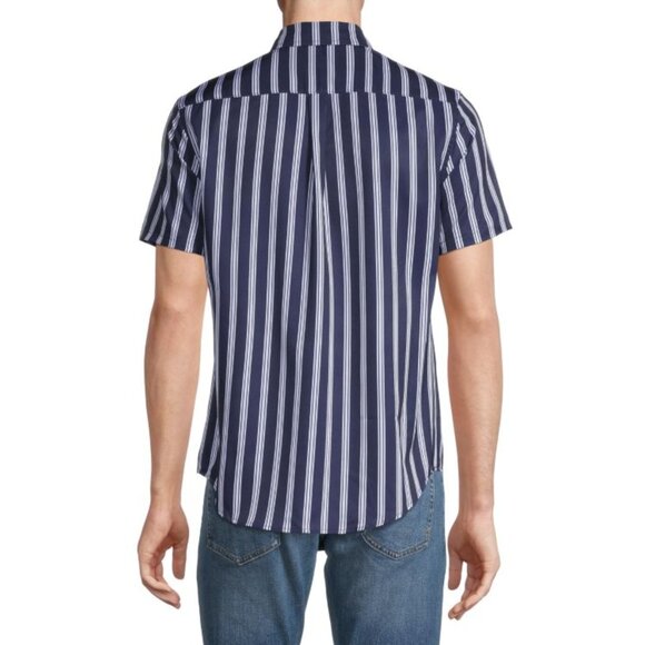 NWT Heritage Report Collection Striped Microstretch Short Sleeve Button Up Shirt - Picture 4 of 8